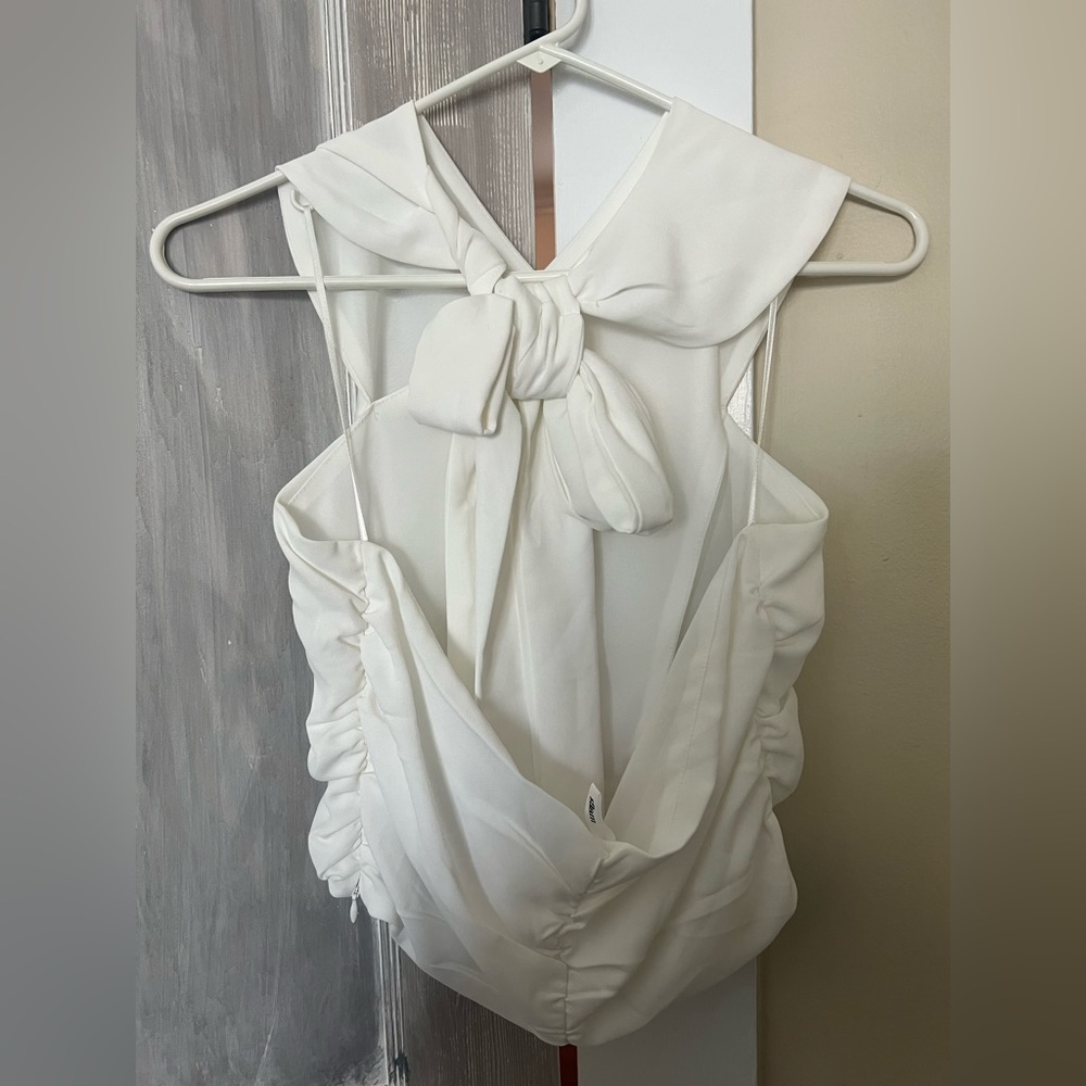 cropped white GLAM top
